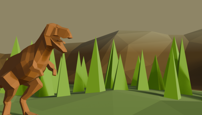 Lowpoly t-rex in a lowpoly world